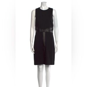 Nicole Miller Crew Neck Leather Accent Sheath Dress